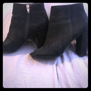 Suede peeptoe booties
